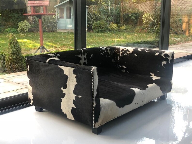 Extra Large Genuine Cowhide Covered Dog Bed With 4 Etsy