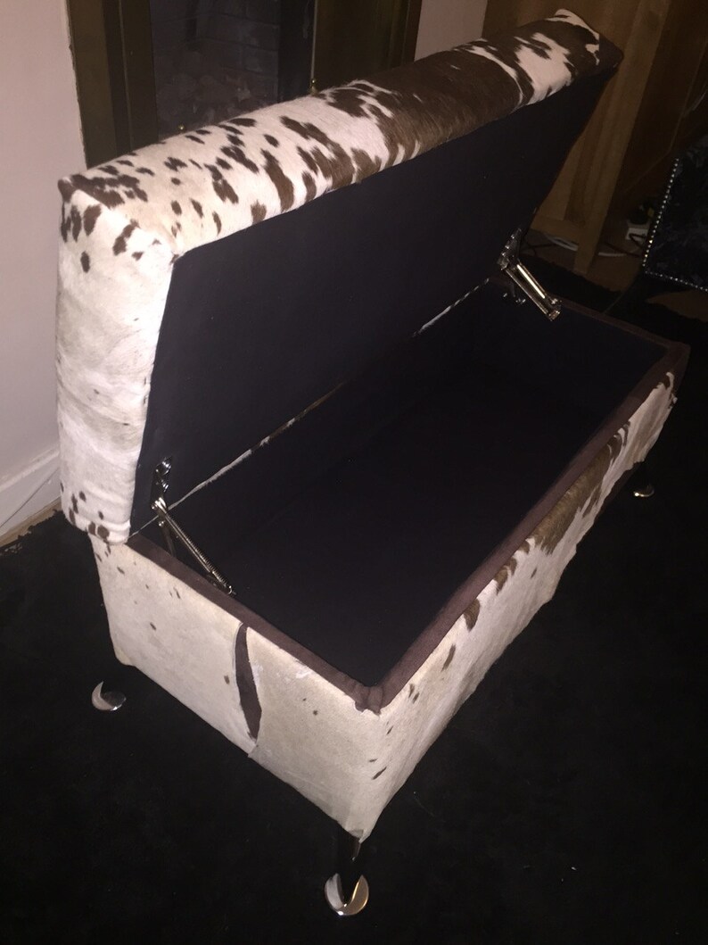 Cowhide Storage Footstool Coffee Table Ottoman With Large Etsy