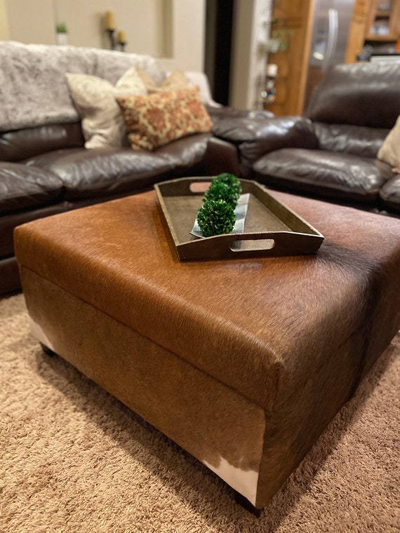 Stylish and Functional Cowhide Storage Ottoman the Perfect