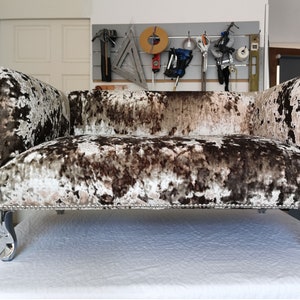 Luxury Memory Foam Crushed Velvet Dog Bed / Sofa with Studs and Chrome Legs, Crushed Velvet Dog Bed, Bespoke, Handmade