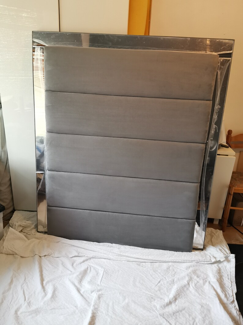 Luxurious Mirror Trim Upholstered Panel Headboard All Sizes Etsy
