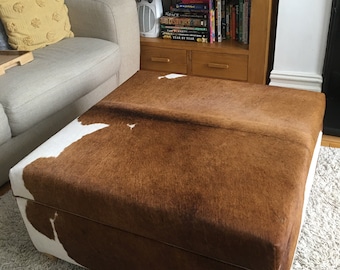 Multi-Functional Cowhide Storage Ottoman
