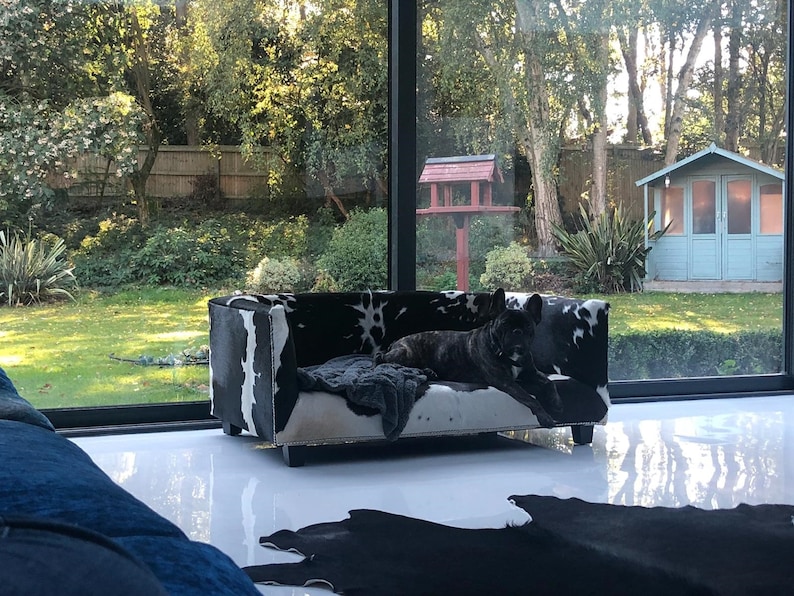 Extra Large Genuine Cowhide Covered Dog Bed With 4 Etsy