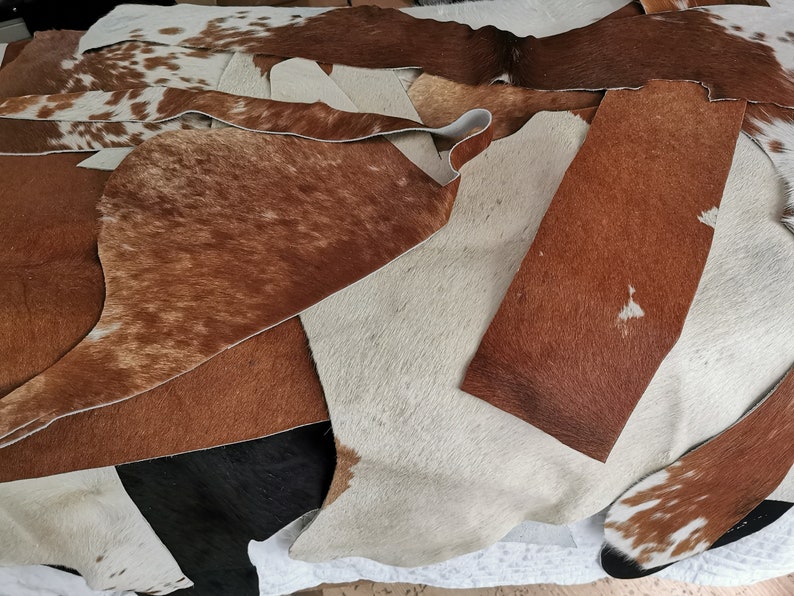Cowhide Scrap Pieces, Craft Leather Scraps, Genuine Cowhide Trimmings, FREE UK DELIVERY image 6