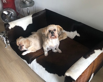 Cowhide Covered Dog Bed with 4" Memory Foam, Made to order