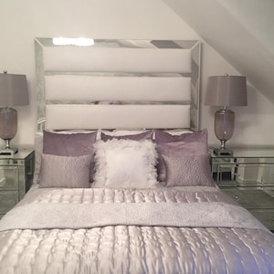 Mirror Trimmed, Upholstered Panel Headboard, All Sizes Available - Etsy