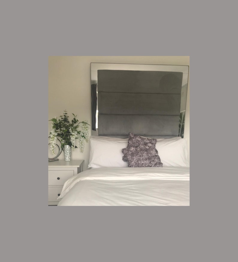 Luxurious Mirror Trim Upholstered Panel Headboard All Sizes Etsy