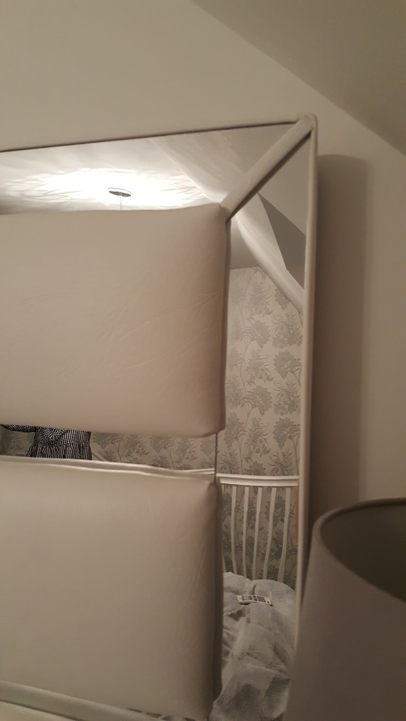 Luxurious Mirror Trim Upholstered Headboard With Faux Leather Etsy UK