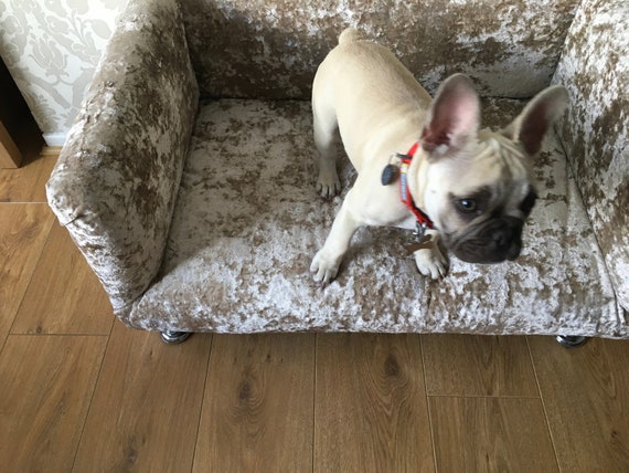 Luxury Memory Foam Crushed Velvet Dog Bed Sofa With Studs and