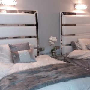Mirror Trimmed, Upholstered Panel Headboard, All Sizes Available - Etsy