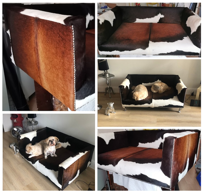 Extra Large Genuine Cowhide Covered Dog Bed With 4 Etsy