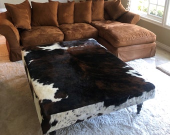 Custom Made, Genuine Cowhide Coffee Table - 5 ft by 4 ft | Extra Large Ottoman