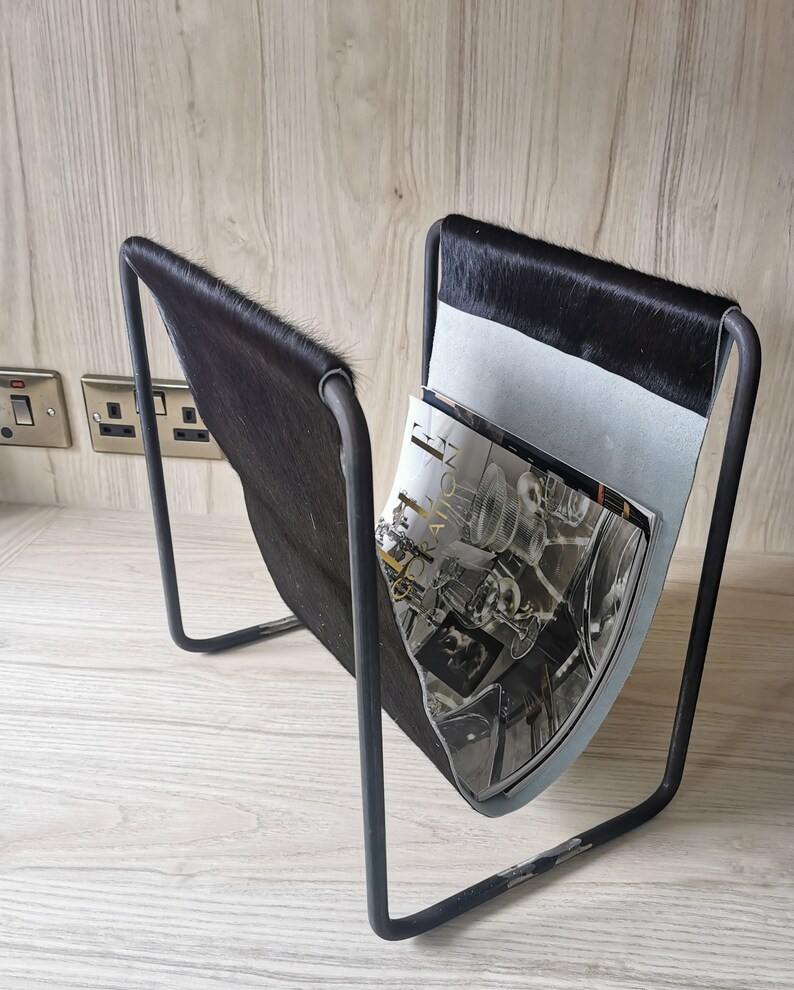 Genuine Cowhide Magazine Rack, Newspaper Holder - Etsy