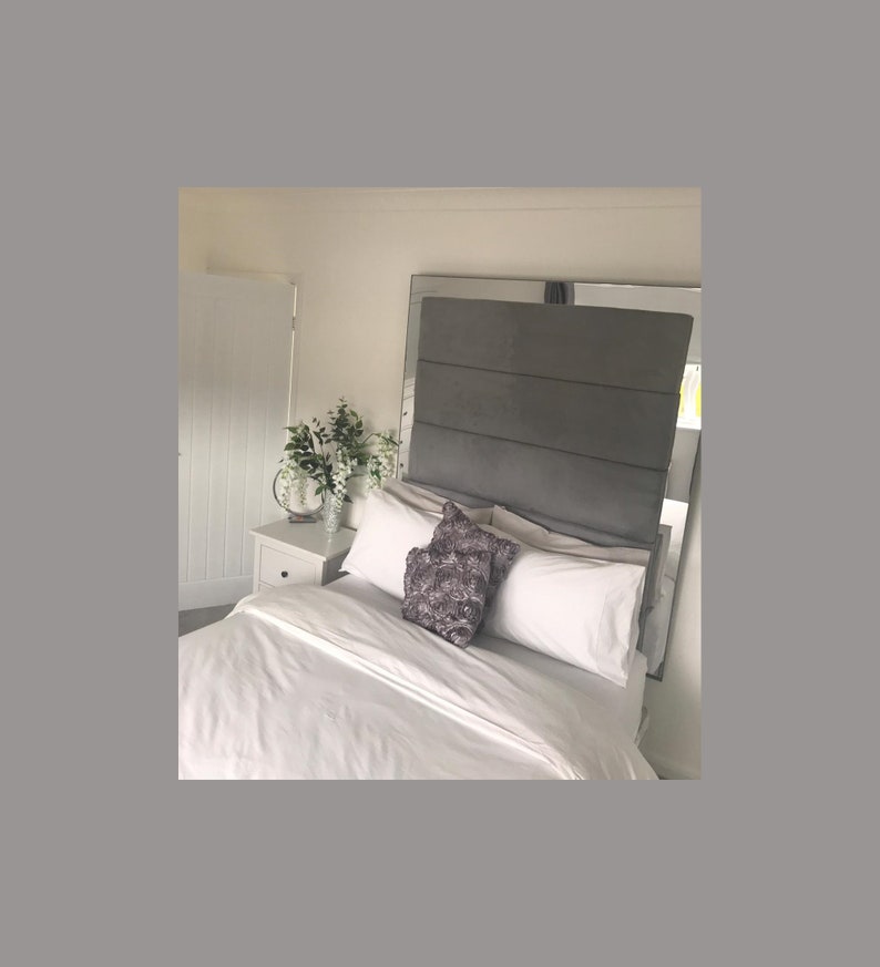 Luxurious Mirror Trim Upholstered Panel Headboard All Sizes Etsy
