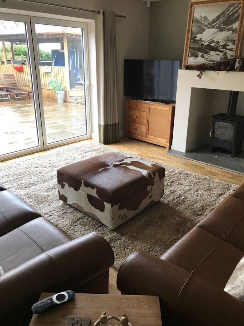 Extra Large Genuine Cowhide Footstool / Coffee Table / Storage Etsy