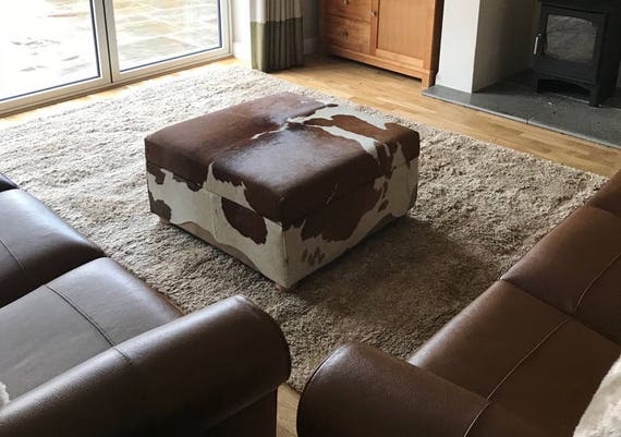 Extra Large Genuine Cowhide Footstool Coffee Table Storage Etsy