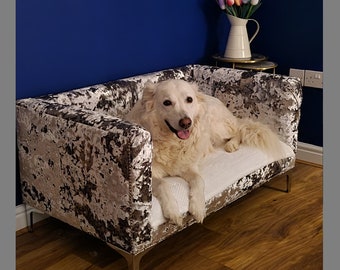 Extra Large Bespoke Dog Bed with Memory Foam, Studs and Chrome Legs