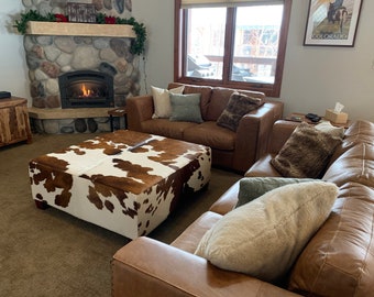 Custom Cowhide Ottoman 3ft by 3ft