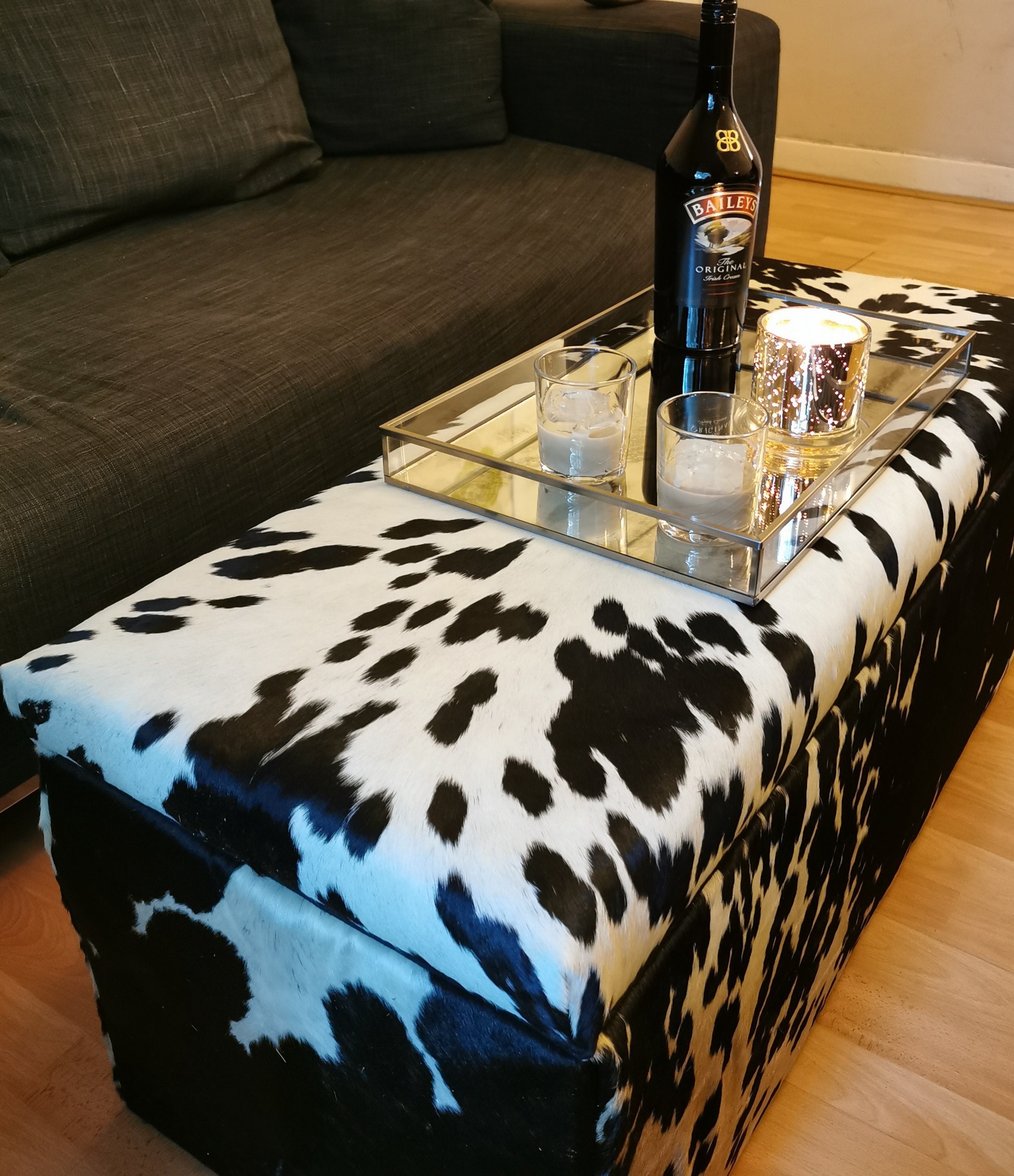 Tall Cowhide Storage Ottoman With Large Storage Area Etsy Canada