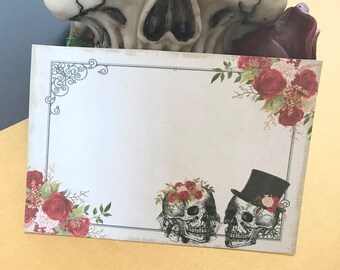 Skull Wedding Cards, Name Cards, Scrapbook, Place Cards, Wedding Favors, Journals, Gothic Wedding, Alternative, Halloween Wedding