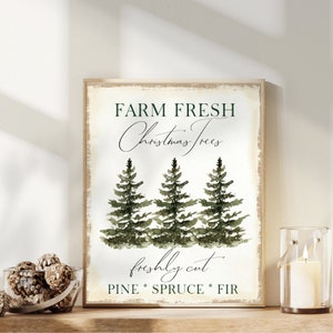 Farmhouse Christmas Tree Farm Sign XMAS Decoration Wall Art Winter Farm Rustic Christmas Scrapbooking Holiday Decor Christmas Sign