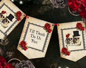 Skull Till Death Do Us Part Bunting Skull Banner Gothic Etsy