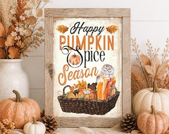 Pumpkin Spice Season Print | Rustic Autumn Wall Art | Farmhouse Fall Kitchen Decor | Harvest Home Print