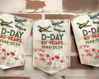 Aeroplane D-Day 80th Anniversary Bunting, Armed Forces Bunting,