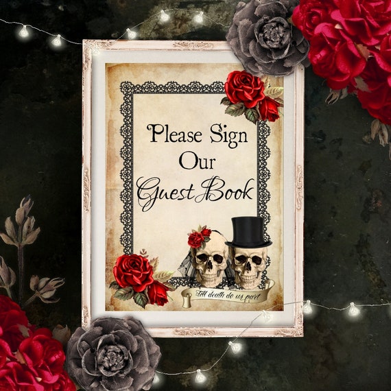 Wedding Venue Decorations Skull Wedding Guest Book Sign Venue
