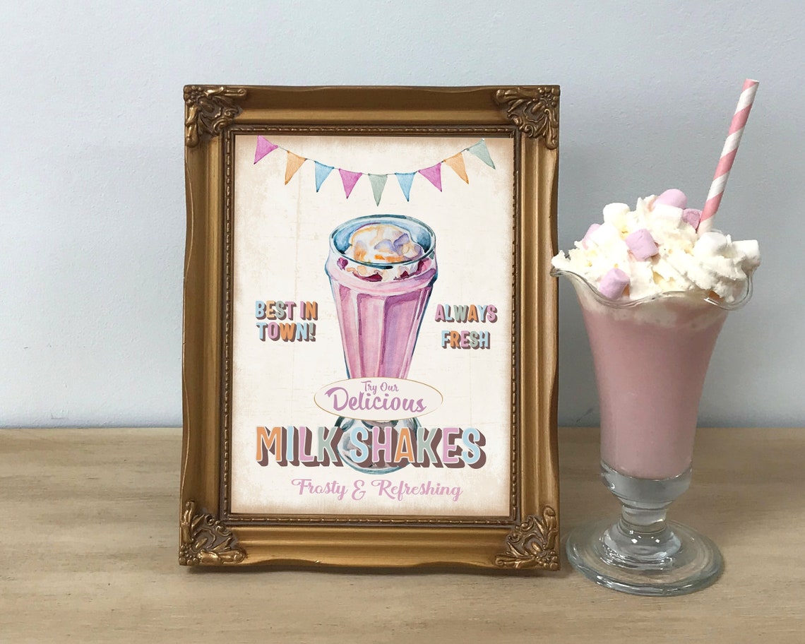 Retro Milkshake Sign Vintage Diner Sign Milkshake Sign | Etsy