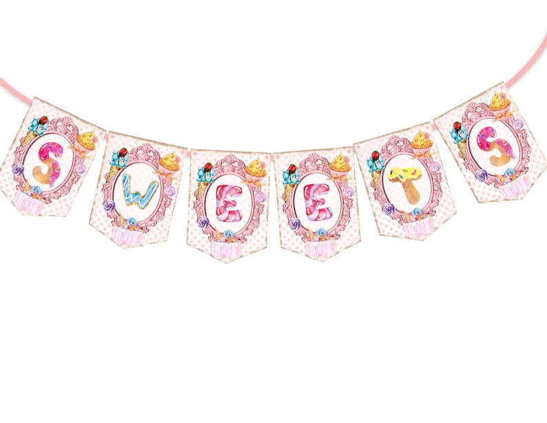 Cake Table Sweets Bunting Tea Party Candy Bar Sweet Dessert Bar Table Sign Baby Shower Birthday Party Decoration Wedding Decor