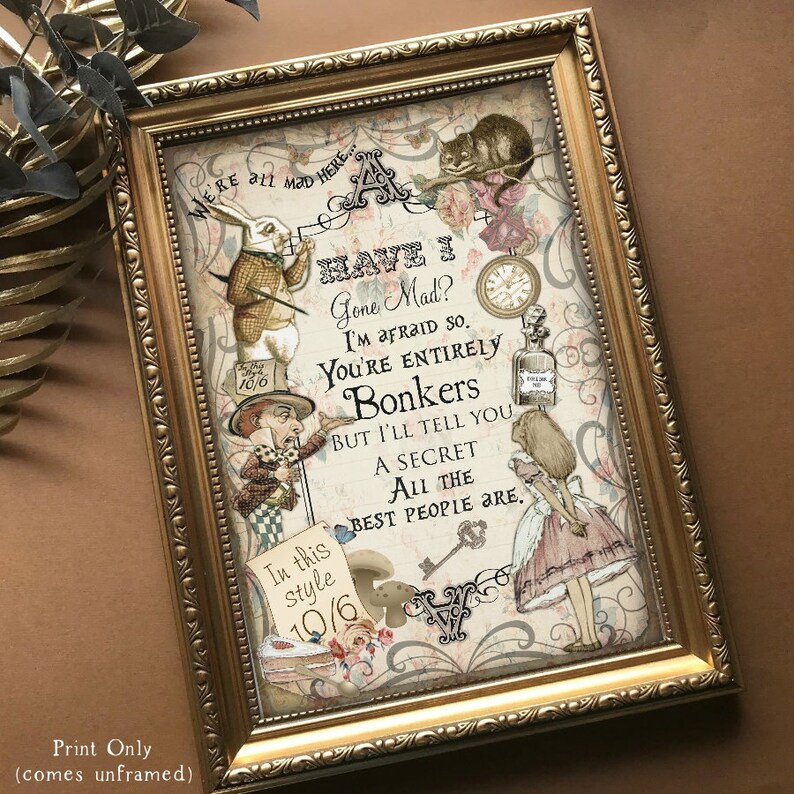 Alice in Wonderland Wall Art Bonkers Wall Art Nursery Print Etsy UK