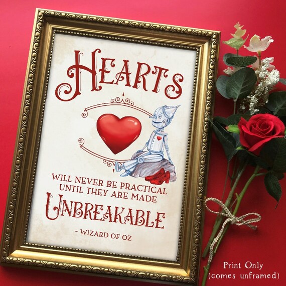 Wizard of Oz Print Tin Man Quote Unbreakable Heart Oz Wall Etsy