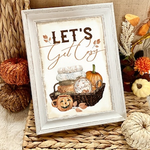 Autumn Cosy Print, Let's Get Cosy, Fall Wall Art, Wall Decor, Cosy Room Decor, Decoration, Pumpkin Spice, Autumn Decor, Seasonal Decoration