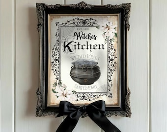 Witches Kitchen Print | Halloween Poster | Kitchen Wall Art | Halloween Decor | Goth Print | Farmhouse Halloween