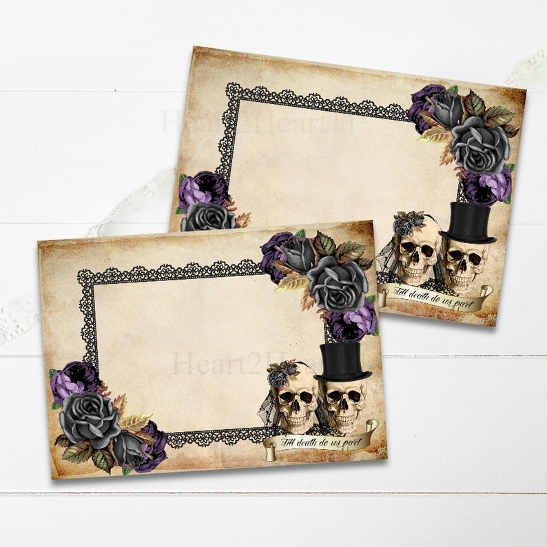 Skull Bride &amp; Groom Skull Wedding Blank Wedding Cards Skull | Etsy
