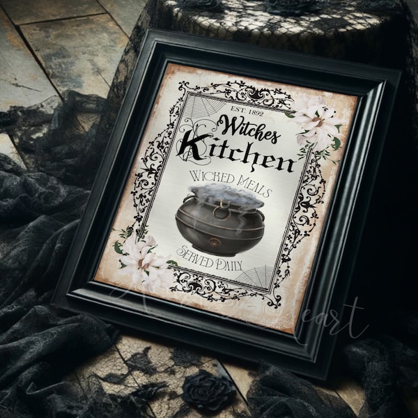 Witches Kitchen Print | Halloween Poster | Kitchen Wall Art | Halloween Decor | Goth Print | Farmhouse Halloween