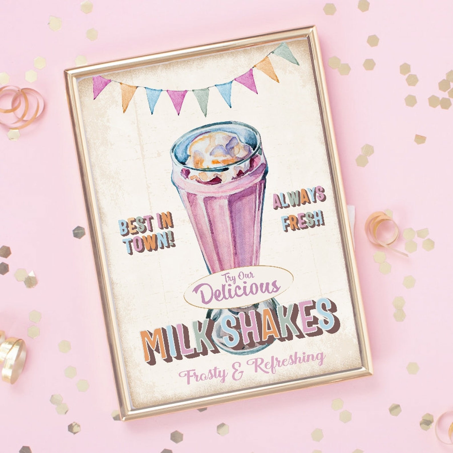 Retro Milkshake Sign Vintage Diner Sign Milkshake Sign | Etsy
