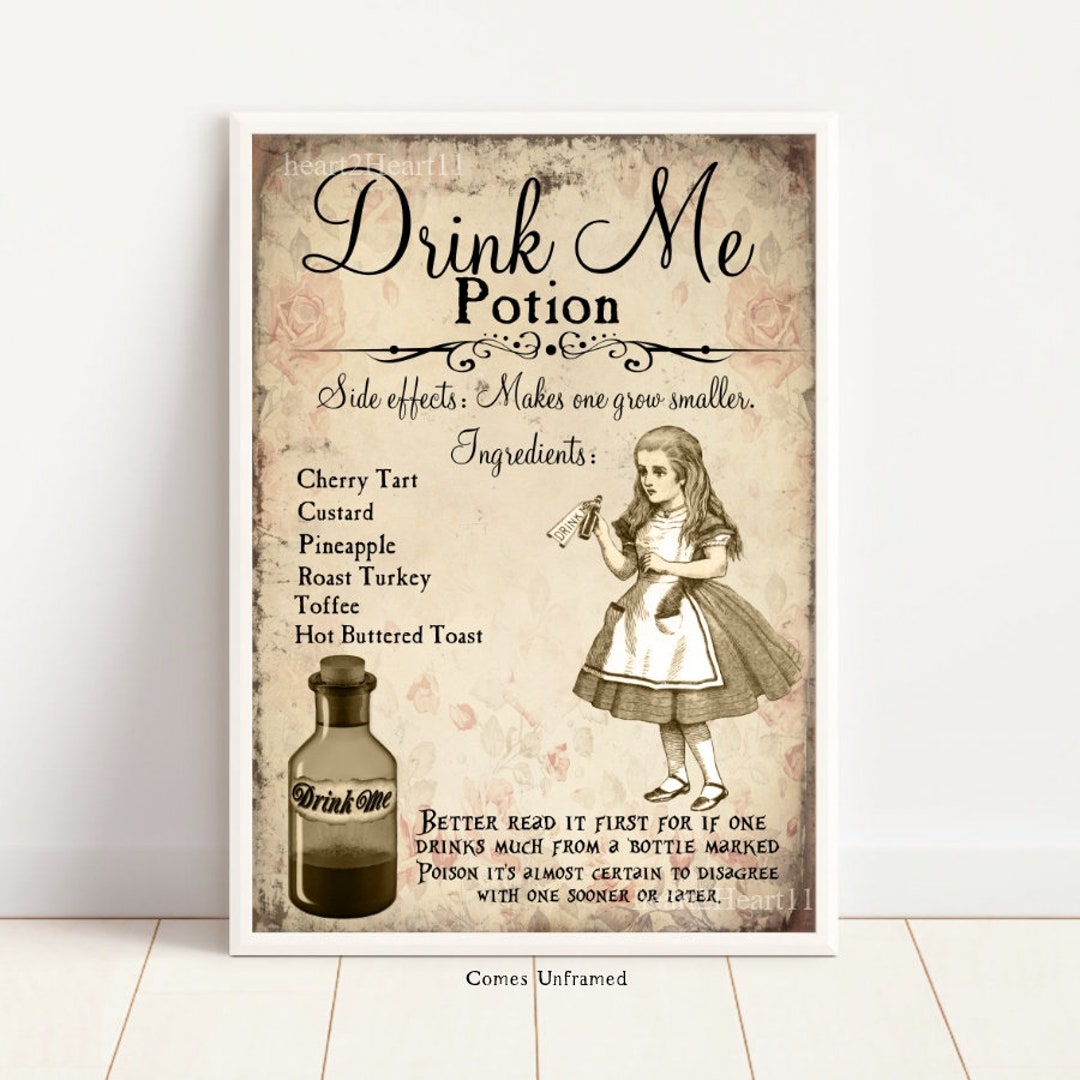 Alice in Wonderland Drink Me Wall Art Party Sign Nursery Decor Etsy UK