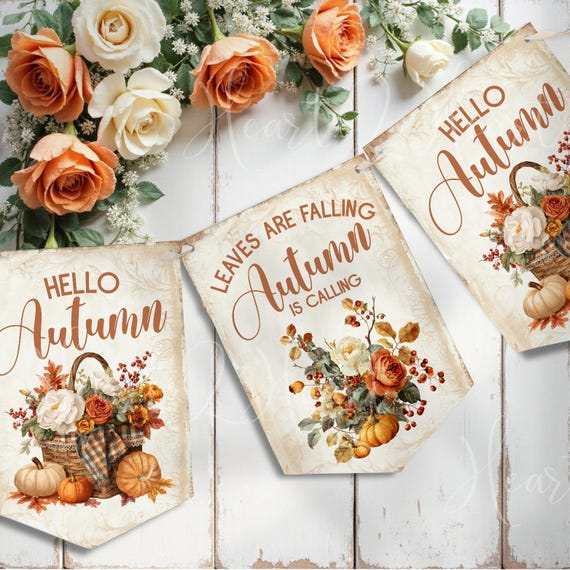 Amosfun Striscione In Lino Hello Autumn - Ghirlanda Con Foglia D'Acero Per Decorazioni Festa Autunno - 3