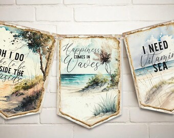 Seaside Beach Bunting | Coastal Banner | Beach Quotes