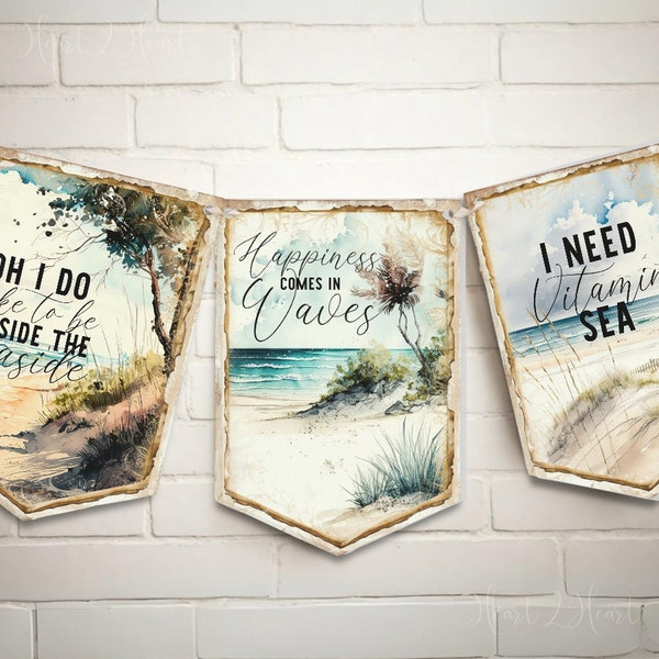 Seaside Beach Bunting | Coastal Banner | Beach Quotes