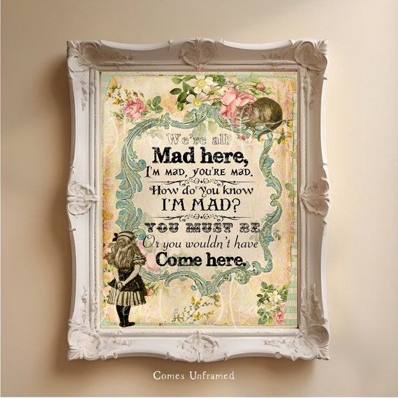 Vintage Alice In Wonderland Quote - How Do You Know I'm Mad Vintage Alice In Wonderland Quote - How Do You Know I'm Mad