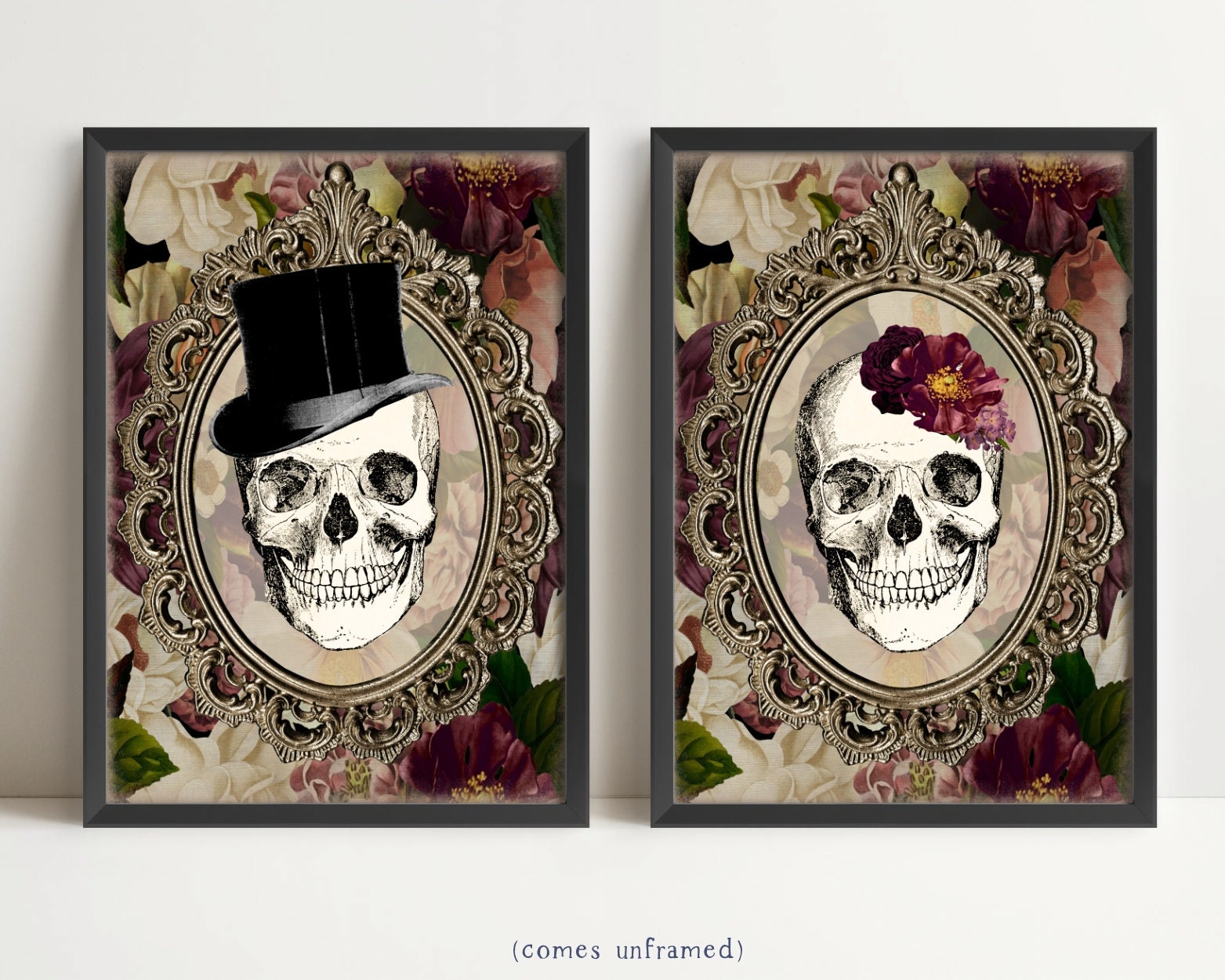 Halloween Funny Couple Skull Decor For Home Transfiguration Skull Statue Art Sculpture For Home Office Haunted House