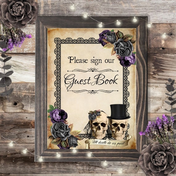 Wedding Venue Decorations Skull Wedding Guest Book Sign Venue
