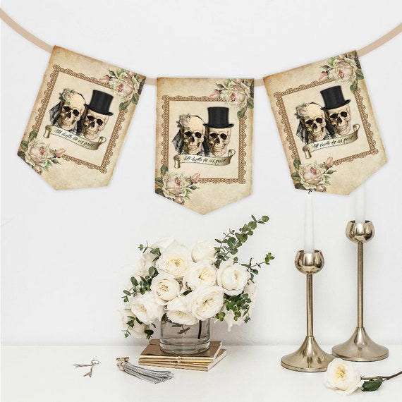 Skull Wedding Bunting Skull Banner Gothic Wedding Halloween Etsy