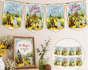 Wizard of Oz Bunting Banner, Ruby Slippers Party Decoration, Yellow Brick Road Flags Theme Event Bunting