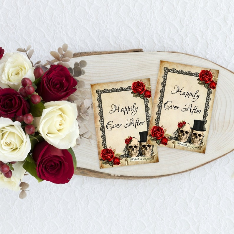 Skull Wedding Card Toppers Tags Favors Cardmaking Gift Etsy
