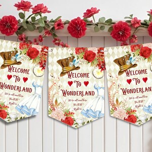 Alice in Wonderland Welcome to Wonderland Party Bunting Event Theme decorations image 7