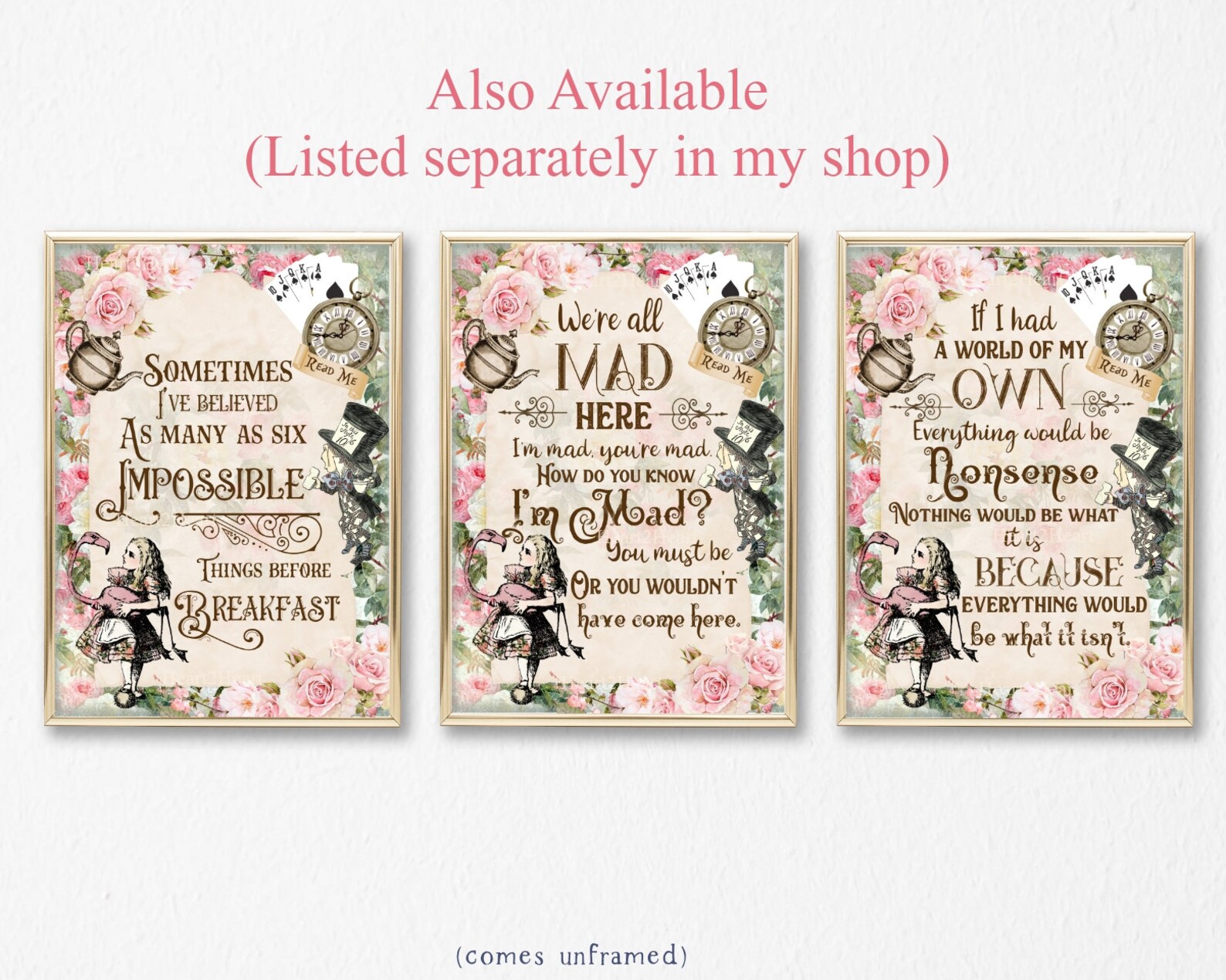 Alice in Wonderland Print Wonderland Nonsense Quote World of Etsy UK